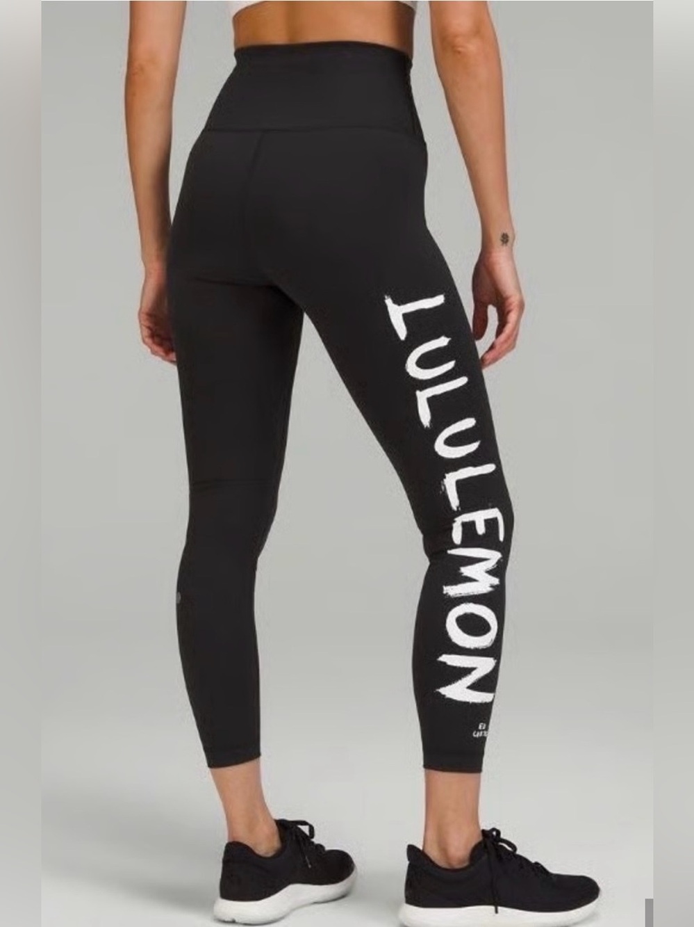 lululemon 🍋 Ed Curtis Wunder Train Black Leggings with White Spellout